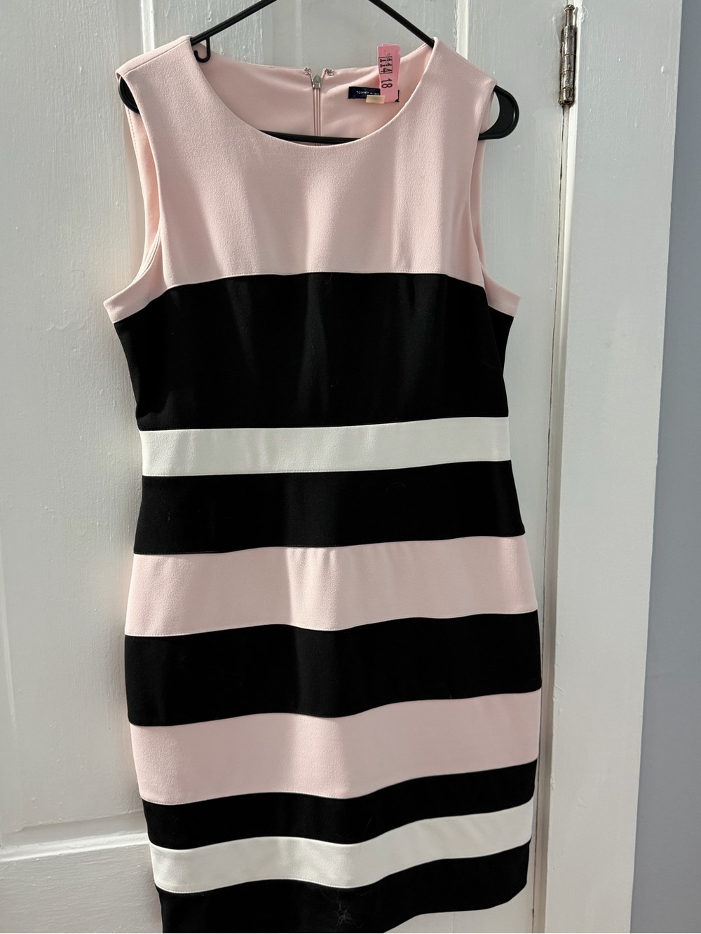 Tommy Hilfiger Pink, Black & White Striped Dress